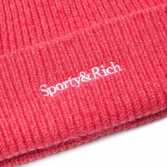 Шапка Sporty & Rich Serif Logo Beanie  SS23 от Sporty & Rich в интернет магазине www.traektoria.ru - 2 фото