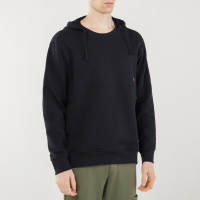 Paul & Shark Organic Cotton Hoodie Sweatshirt With Iconic Badge BLACK