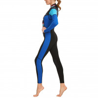Glidesoul Full Wetsuit 3/2 MM Back ZIP GBS BLACK/L.BLUE/FLORAL PRINT/CYAN