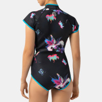 Glidesoul Springsuit Short Sleeves 1MM Reversible OUTSIDE: FLORAL PRINT, INSIDE: BLACK