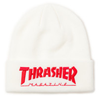 Thrasher Embroidered Logo Beanie WHITE/RED