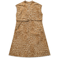 Engineered Garments Banded Collar Dress TAN COTTON LEOPARD PRINT