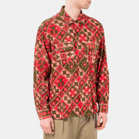 Engineered Garments Classic Shirt PINK/OLIVE COTTON ETHNO PRINT