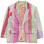 Karu Research Vintage Kantha Blazer Patchwork Quilt Purple/Mint/White