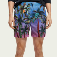 Scotch & Soda MID Length - Placement Printed Swimshort NAVY AOP PALMTREES