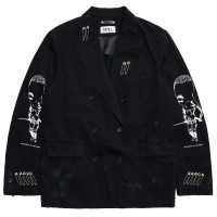 KIDILL Denim Tailored Jacket - Distressed Denim BLACK