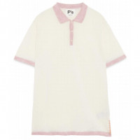 PRESIDENT'S Polo S/S P'S Linen Melange Contrast BIANCO/LILLA