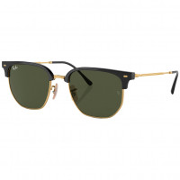 Ray Ban Clubmaster Polished Black On Gold/Green