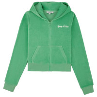 Sporty & Rich Italic Logo Embroidered ZIP Hoodie Verde/White