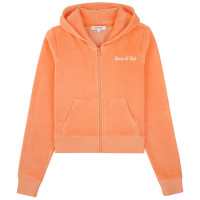 Sporty & Rich Italic Logo Embroidered ZIP Hoodie PEACH/WHITE