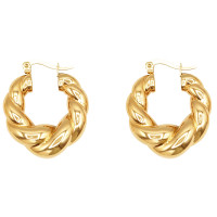 Sporty & Rich Braided Hoops GOLD