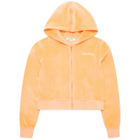 Sporty & Rich Italic Logo Embroidered ZIP Hoodie PEACH/WHITE