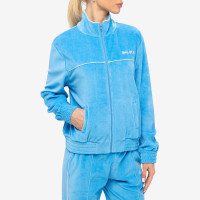 Sporty & Rich Italic Logo Embroidered Velour Track Jacket Capri/White