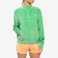 Sporty & Rich Italic Logo Embroidered Velour Track Jacket Verde/White