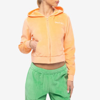 Sporty & Rich Italic Logo Embroidered ZIP Hoodie PEACH/WHITE