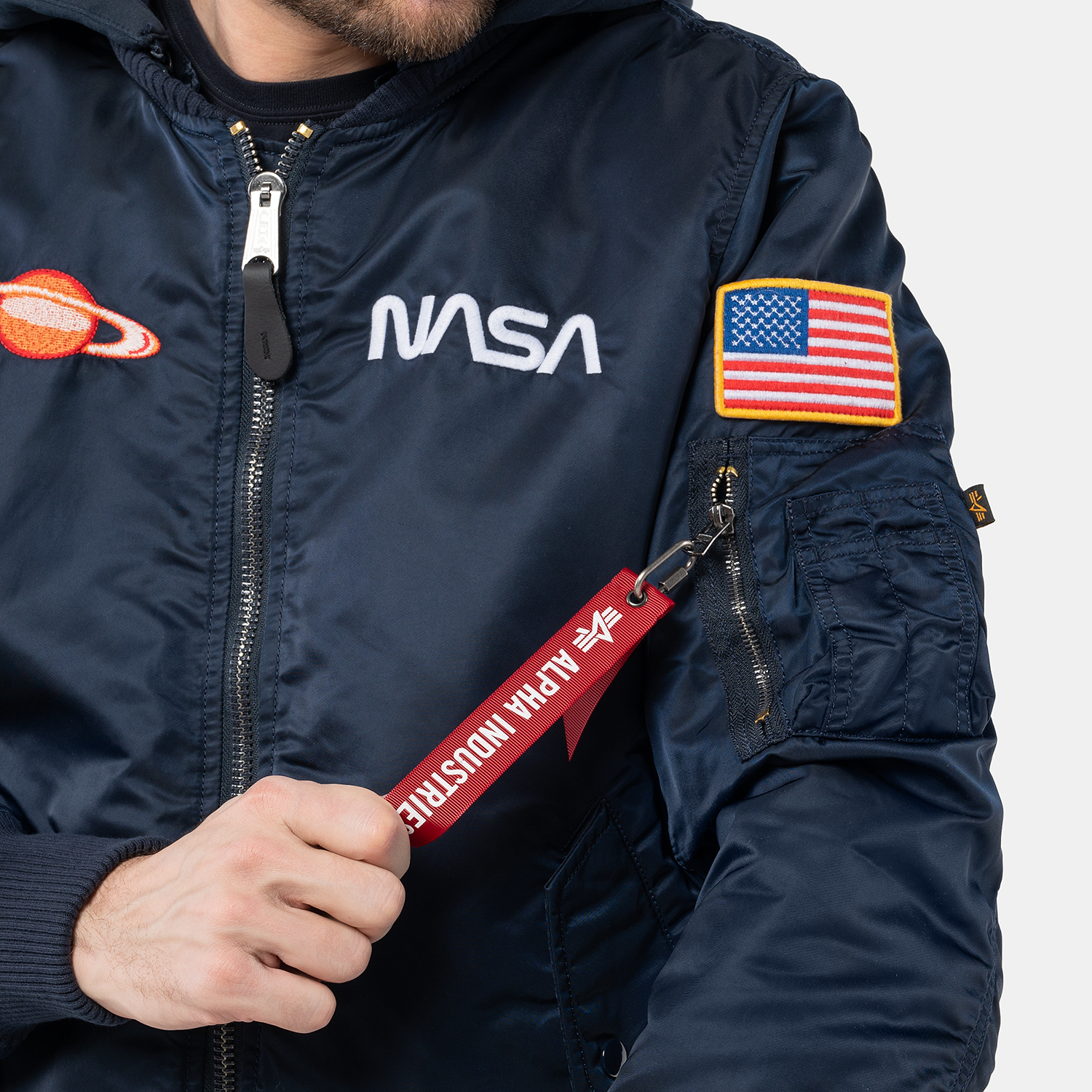 alpha industries nasa bomber black